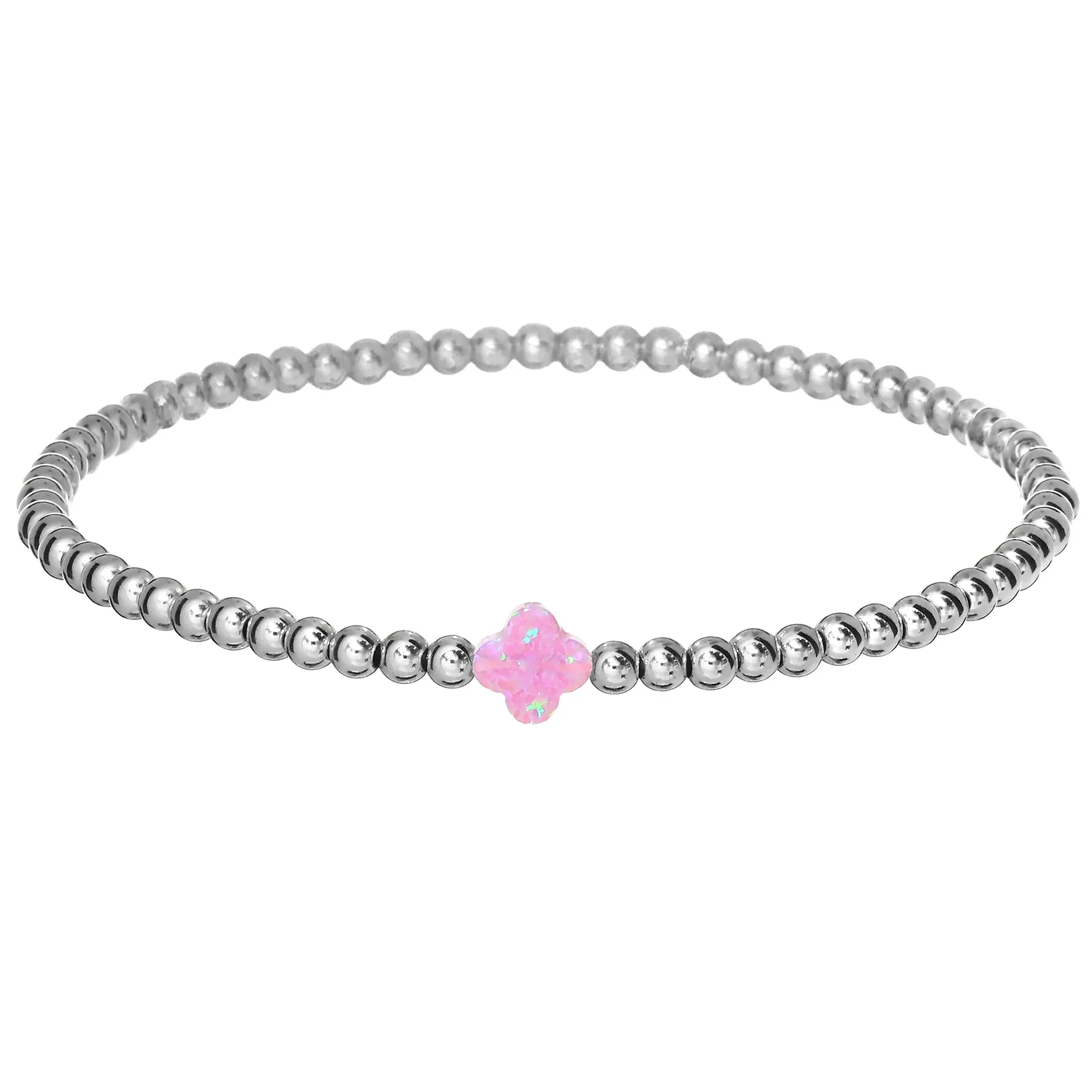 LUCKY CLOVER | Opal Charm and 14K Gold Filled Beads Bracelet - Small