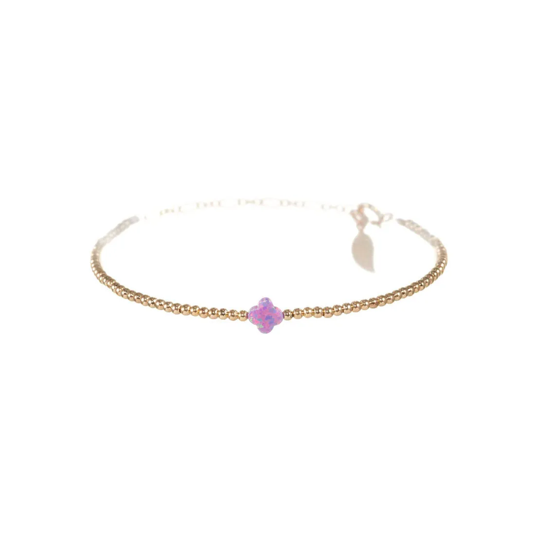 LUCKY CLOVER | Opal Charm and 14K Gold Filled Beads Bracelet - Small