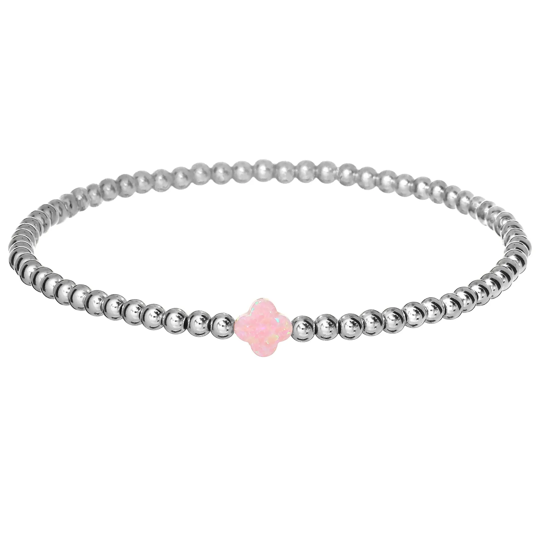 LUCKY CLOVER | Opal Charm and 14K Gold Filled Beads Bracelet - Small