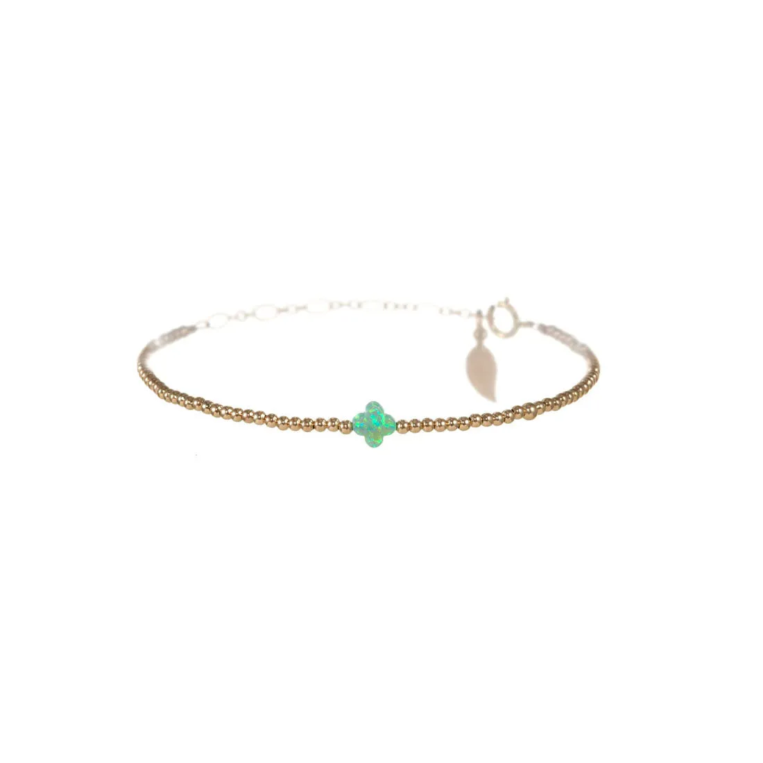LUCKY CLOVER | Opal Charm and 14K Gold Filled Beads Bracelet - Small