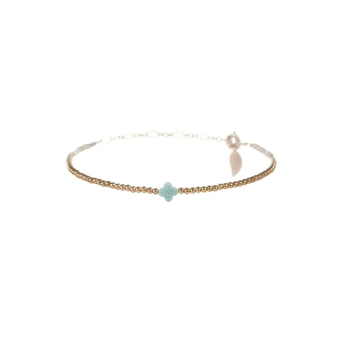 LUCKY CLOVER | Opal Charm and 14K Gold Filled Beads Bracelet - Small