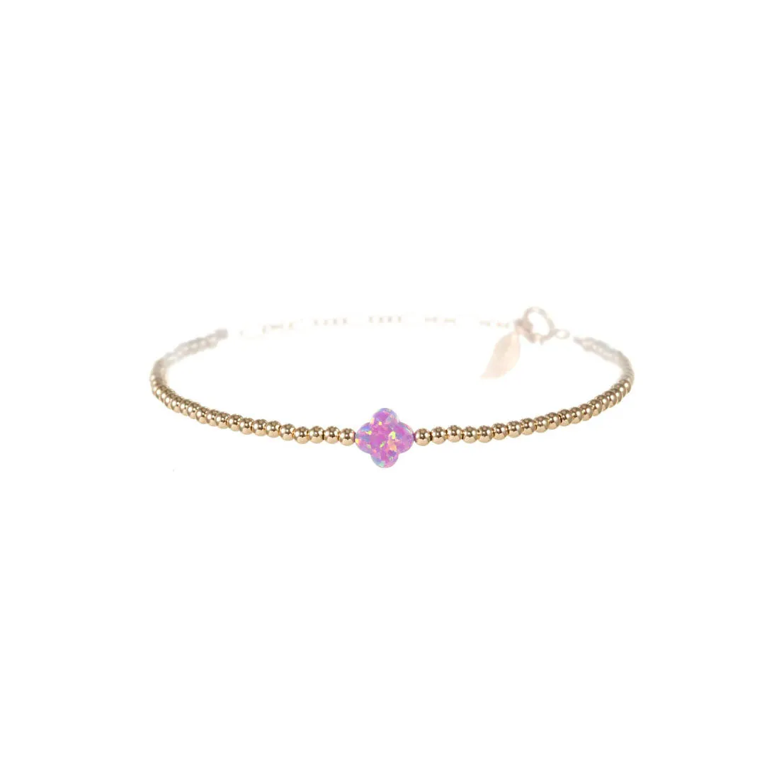 LUCKY CLOVER | Opal Charm and 14K Gold Filled Beads Bracelet - Small