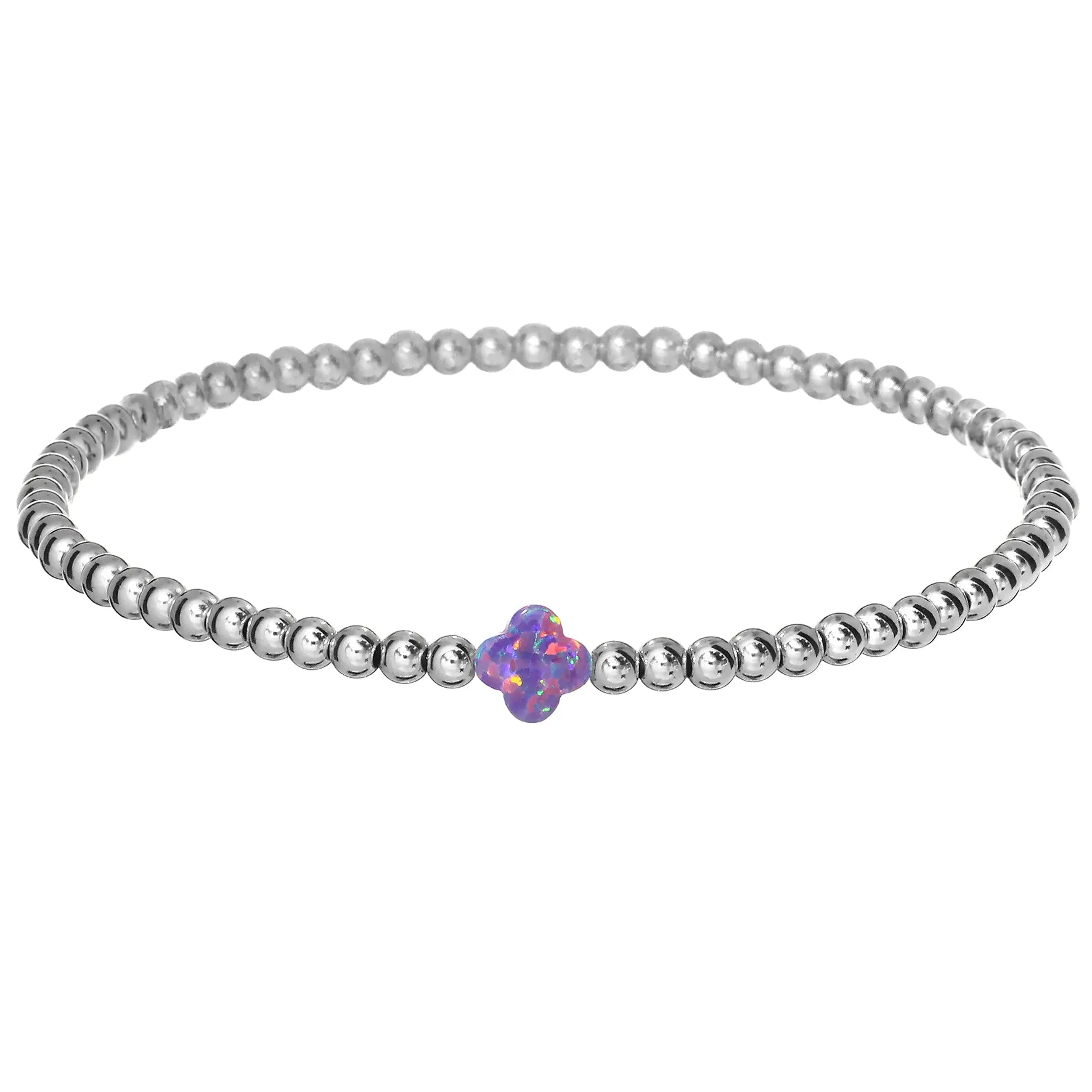 LUCKY CLOVER | Opal Charm and 14K Gold Filled Beads Bracelet - Small