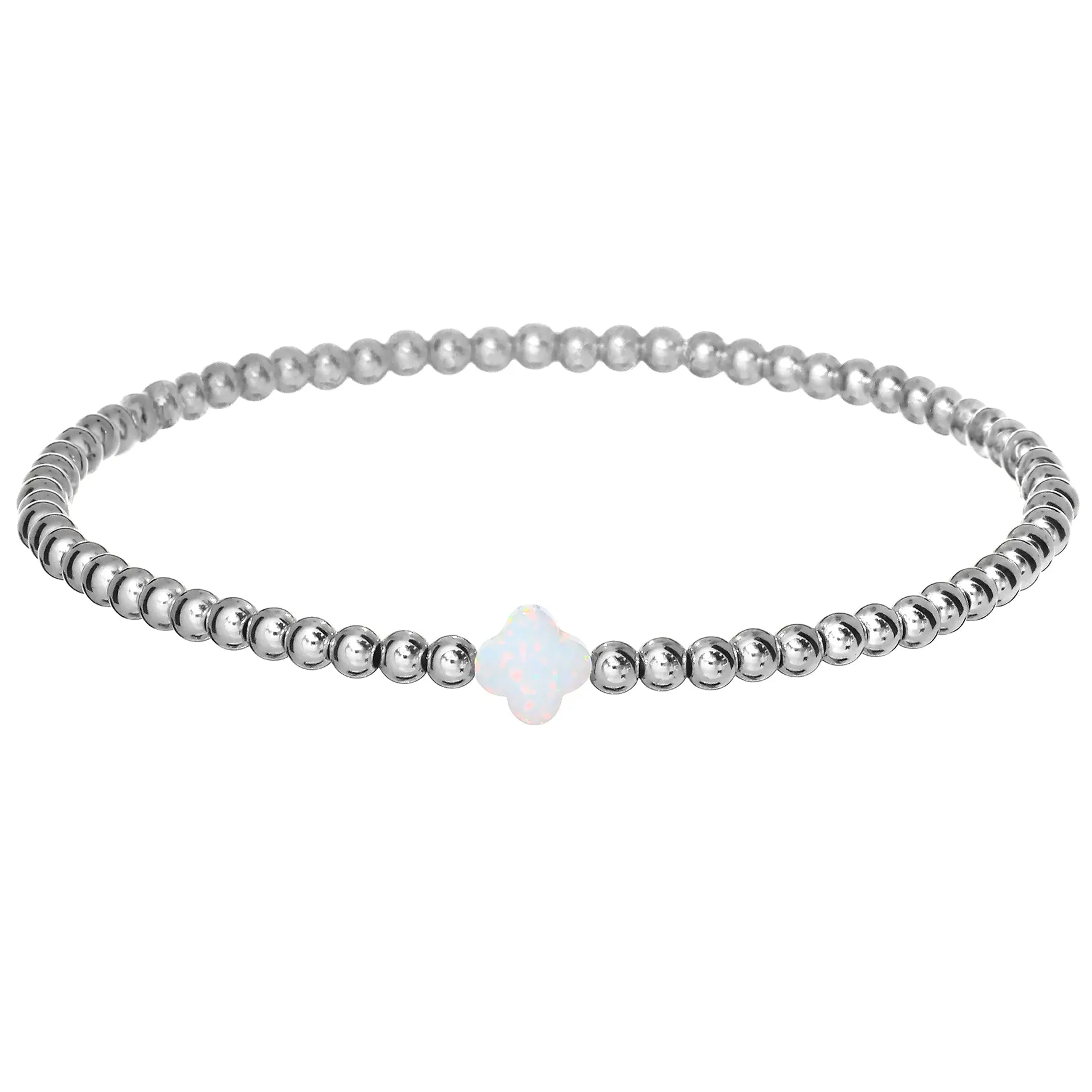 LUCKY CLOVER | Opal Charm and 14K Gold Filled Beads Bracelet - Small