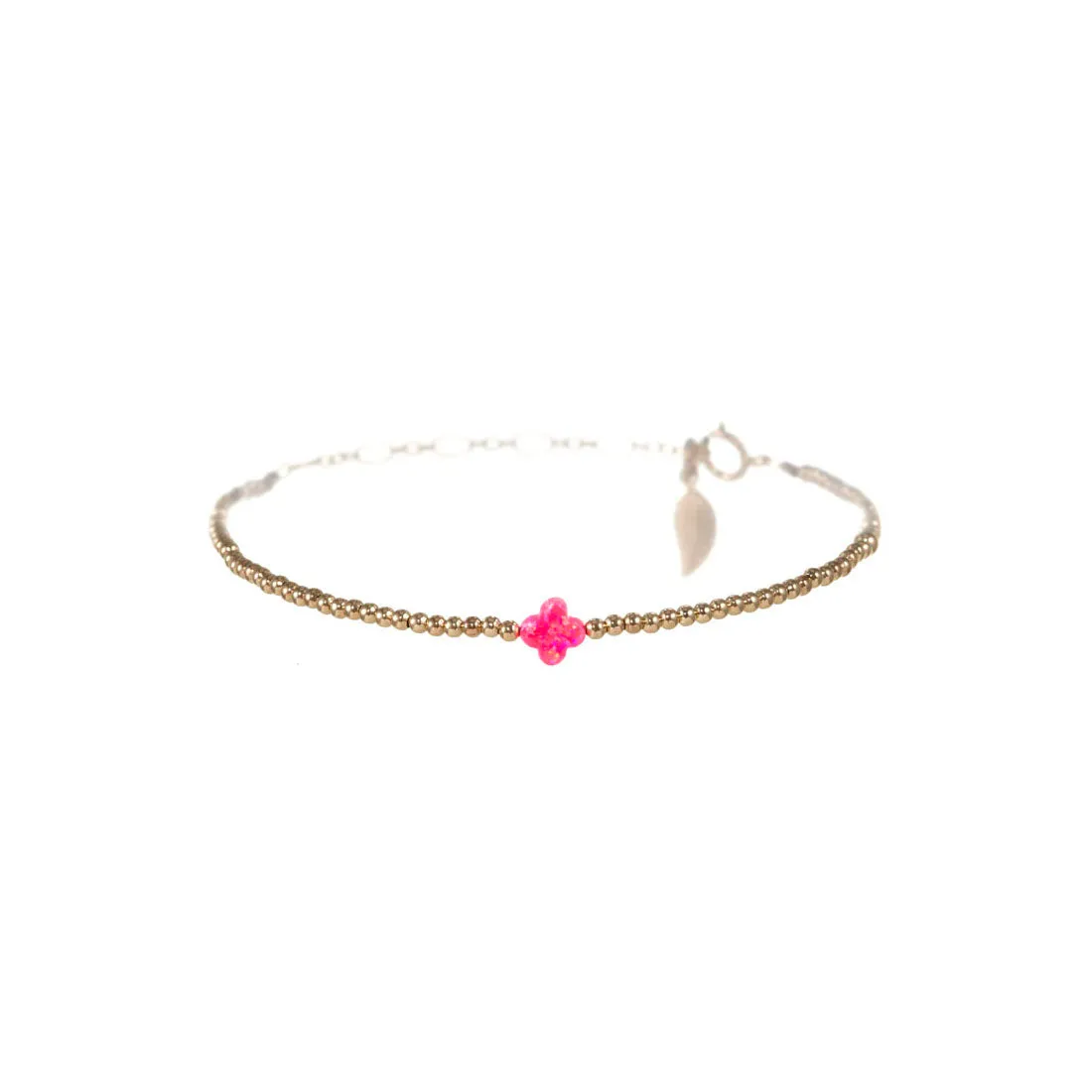 LUCKY CLOVER | Opal Charm and 14K Gold Filled Beads Bracelet - Small