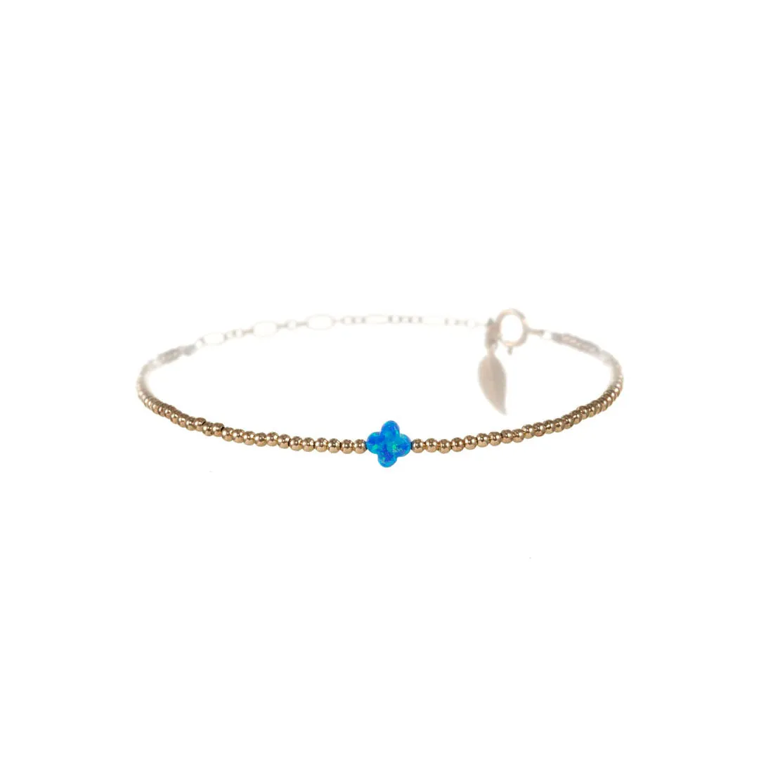 LUCKY CLOVER | Opal Charm and 14K Gold Filled Beads Bracelet - Small