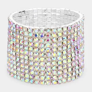 MADISON 12 - AB rhinestone stretch bracelet (silver)
