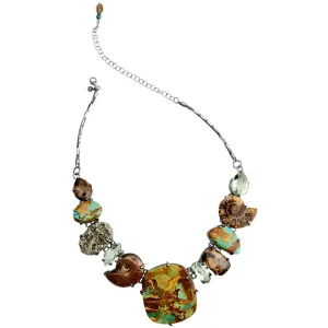Magnificent Boulder Turquoise, Fiery Ammolite Sterling Silver Statement Necklace