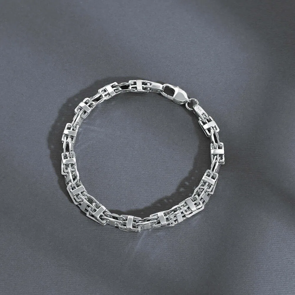 Magnum Cage Chain Men's Bracelet 6 mm Real 925 Sterling Silver