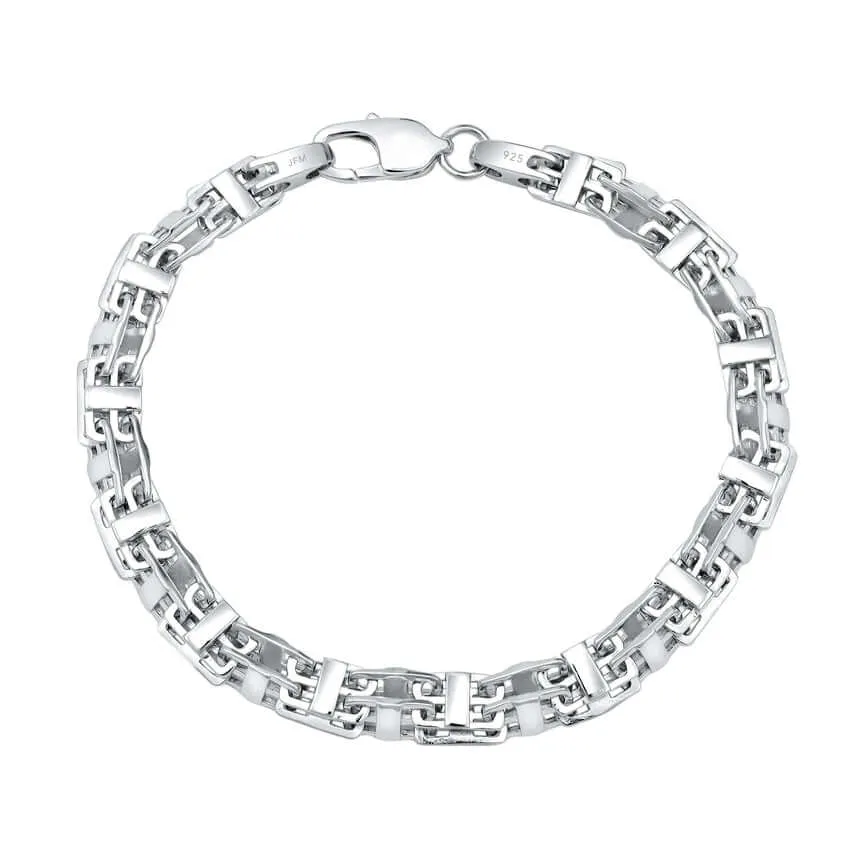 Magnum Cage Chain Men's Bracelet 6 mm Real 925 Sterling Silver