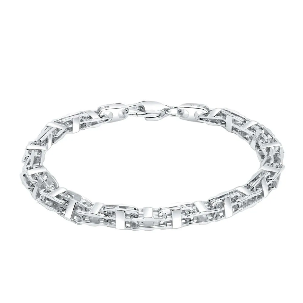 Magnum Cage Chain Men's Bracelet 6 mm Real 925 Sterling Silver