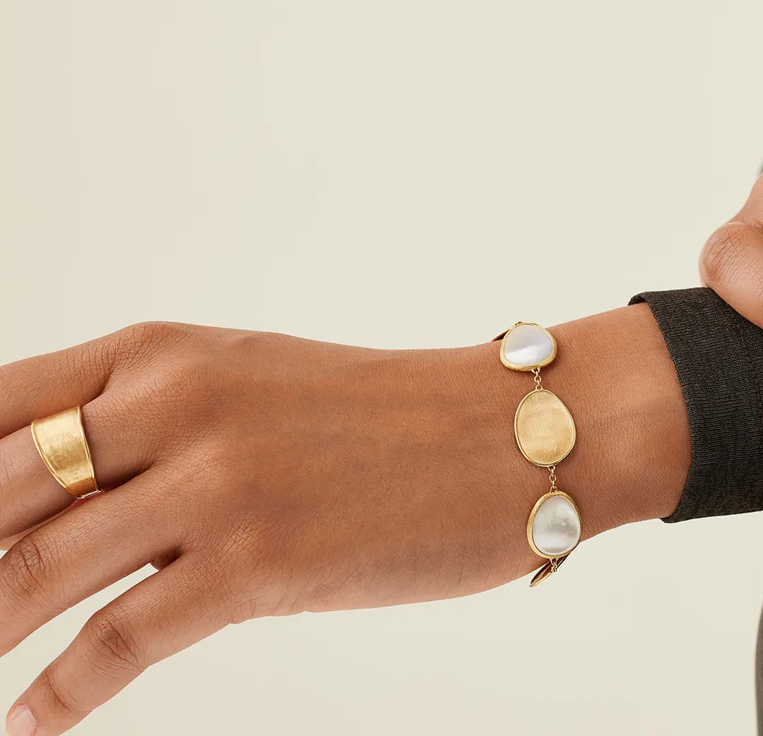 Marco Bicego Lunaria Yellow Gold Mother of Pearl Station Bracelet