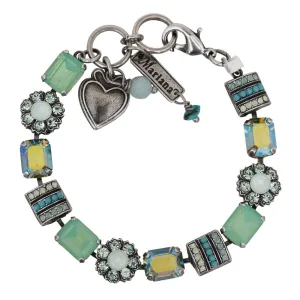 Mariana "Athena" Silver Plated Baguette Rectangular Floral Crystal Bracelet, 4099 1087