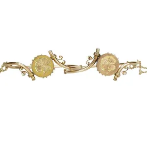 Matched Pair of Victorian Bracelets with Four Leaf Clover Motif