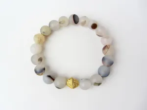 Matte Wind Shadow Agate Mens Bracelet