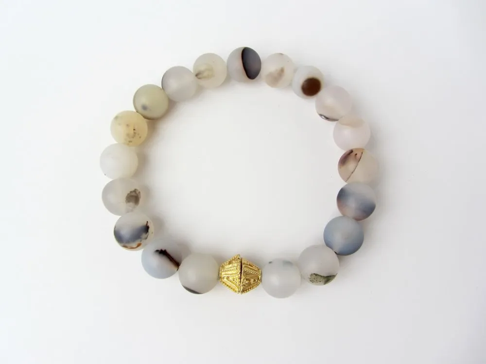 Matte Wind Shadow Agate Mens Bracelet