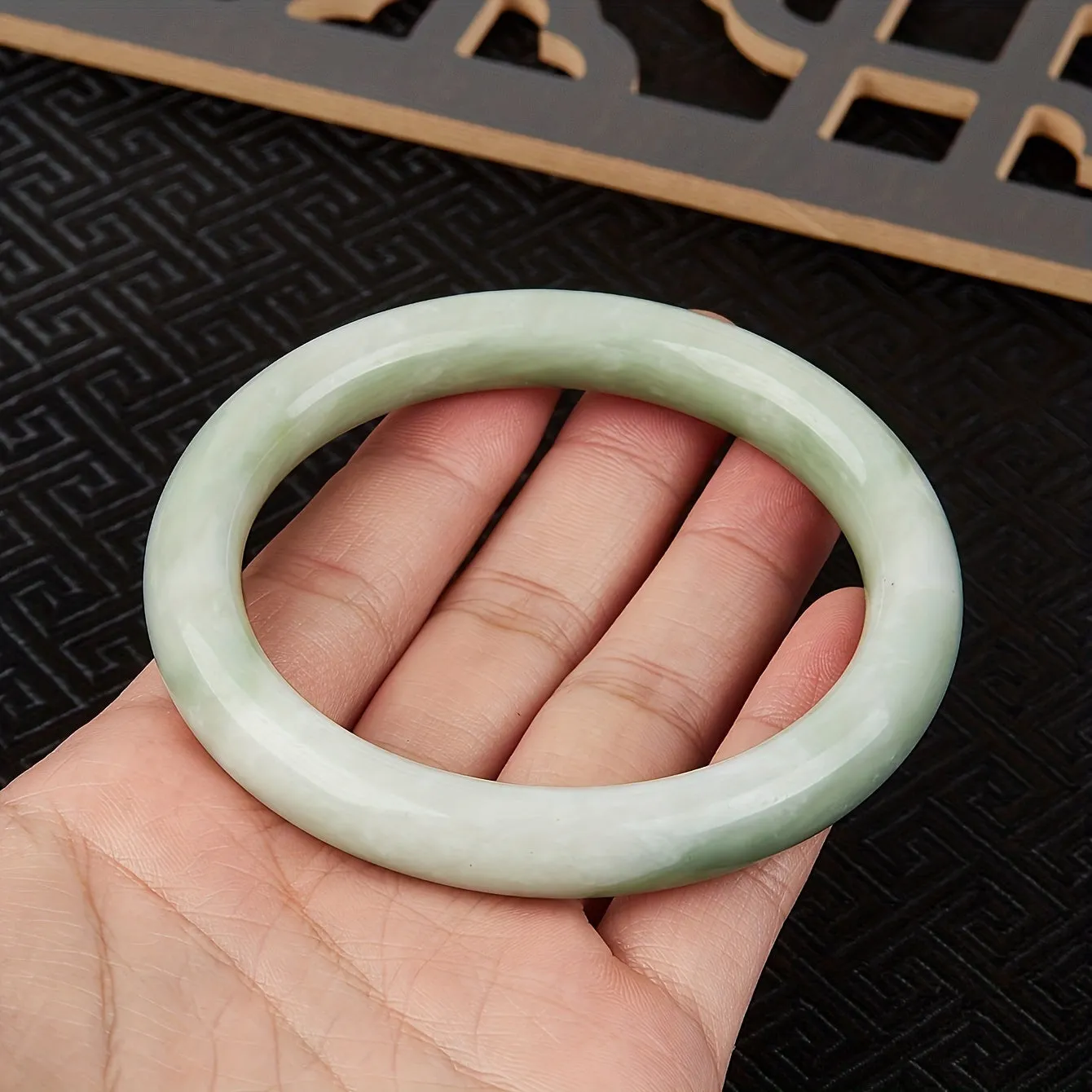 Men's Natural Jade Bangle, Girlfriend Gift