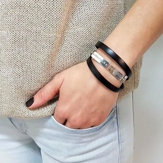 Mens Personalized Wrap Bracelet for him for husband