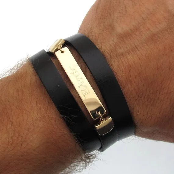 Mens Personalized Wrap Bracelet for him for husband