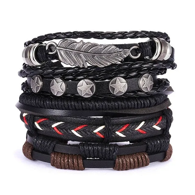 Men’s Vintage Gothic Multilayer Braided Bracelet