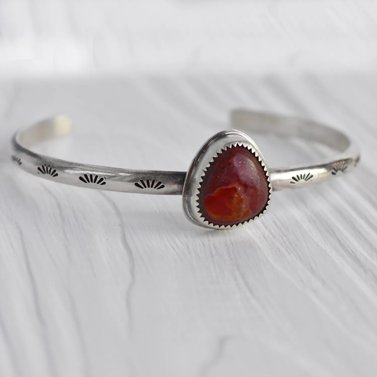 Mexican Fire Opal and Sterling Silver Cuff