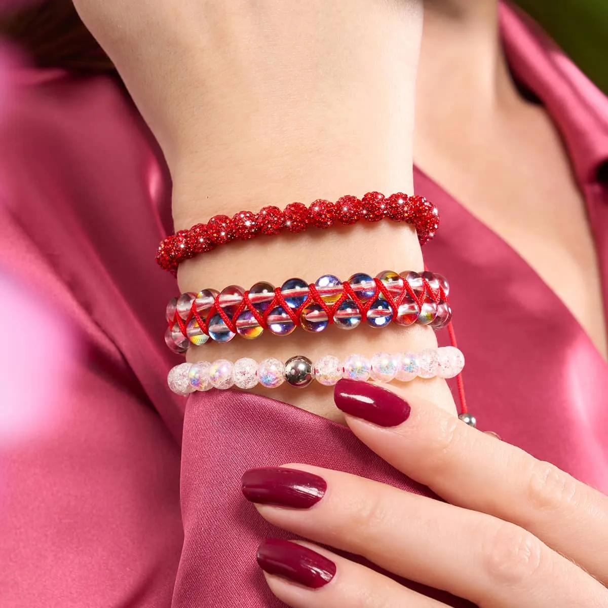 Mini Ruby Kikiballa Crystal x Red String Bracelet