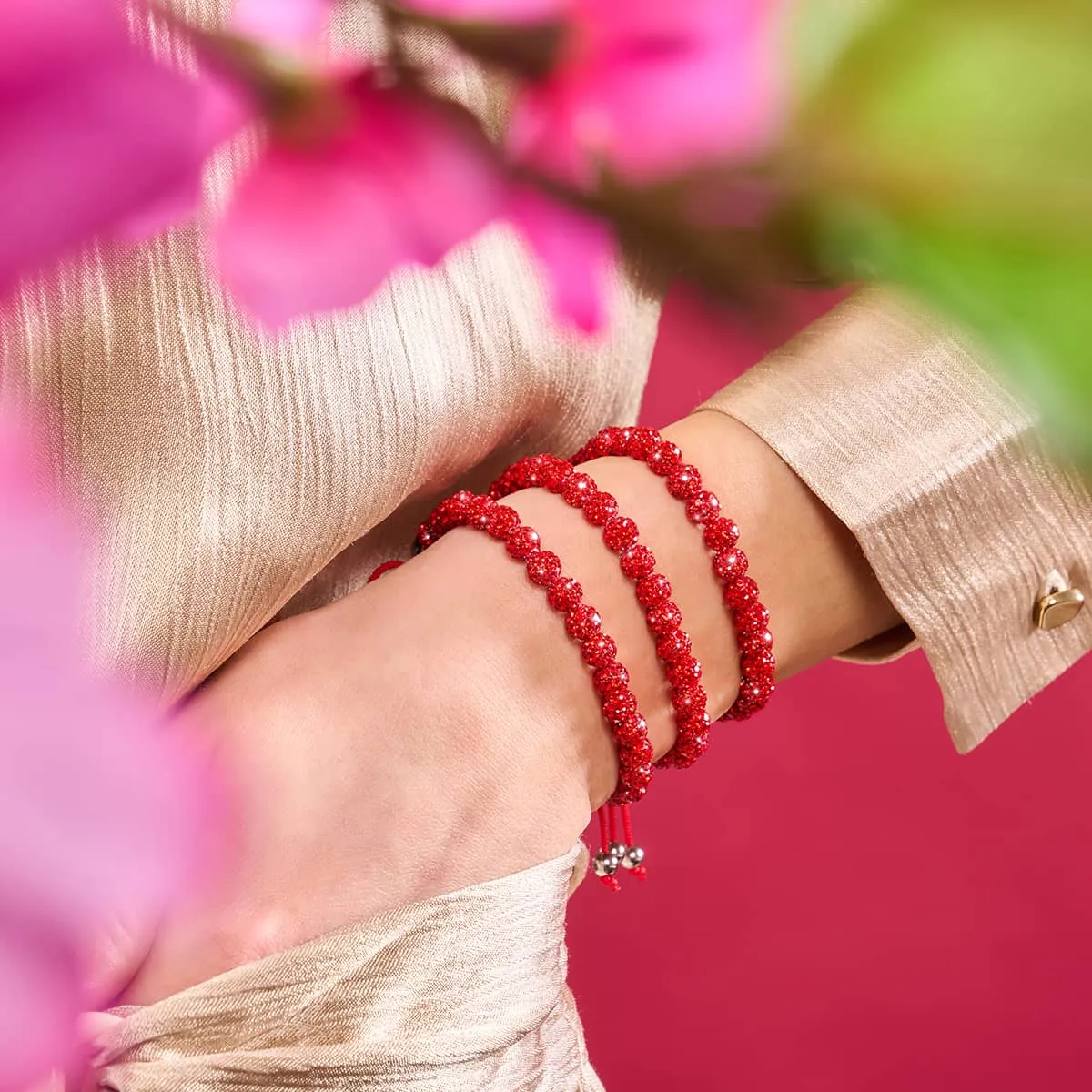 Mini Ruby Kikiballa Crystal x Red String Bracelet