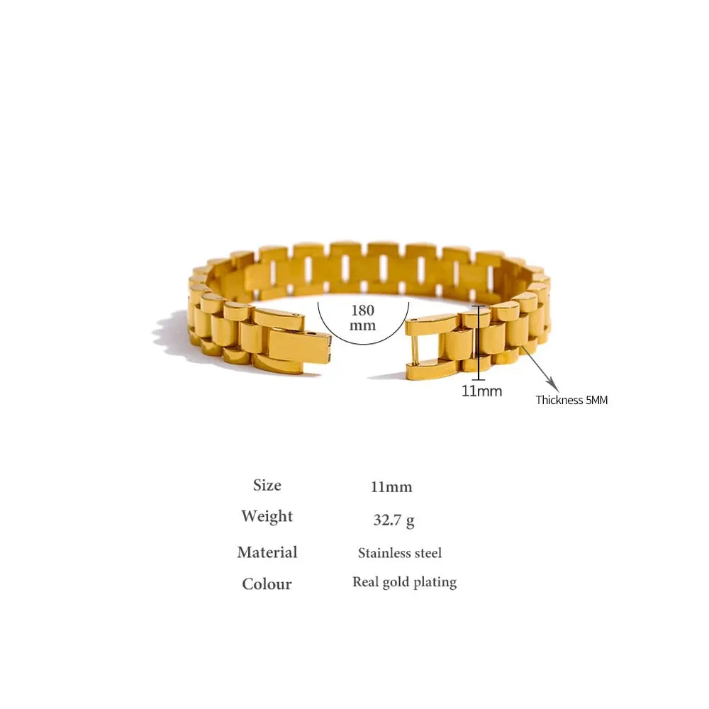 Minimalist Stainless Steel Chain Bracelet with 18K Gold Plating