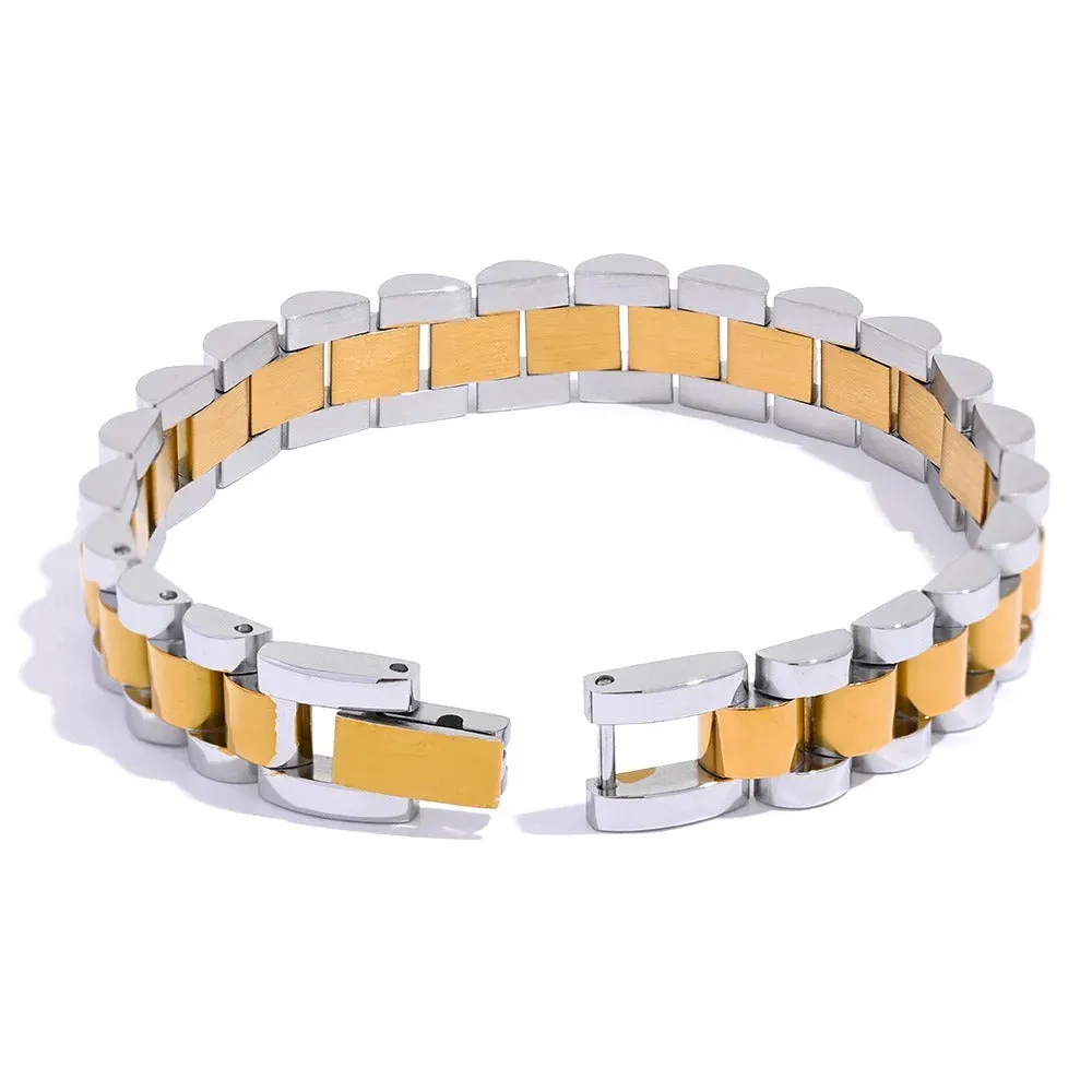 Minimalist Stainless Steel Chain Bracelet with 18K Gold Plating