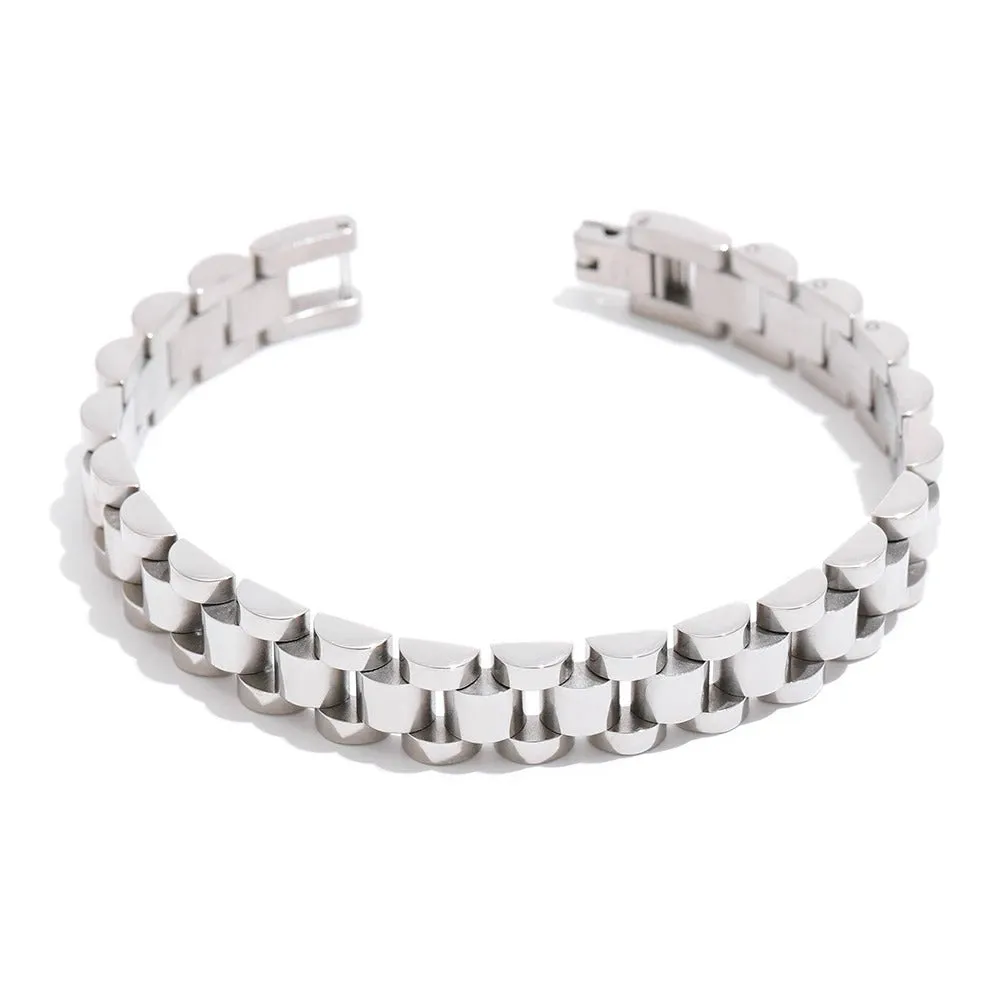 Minimalist Stainless Steel Chain Bracelet with 18K Gold Plating