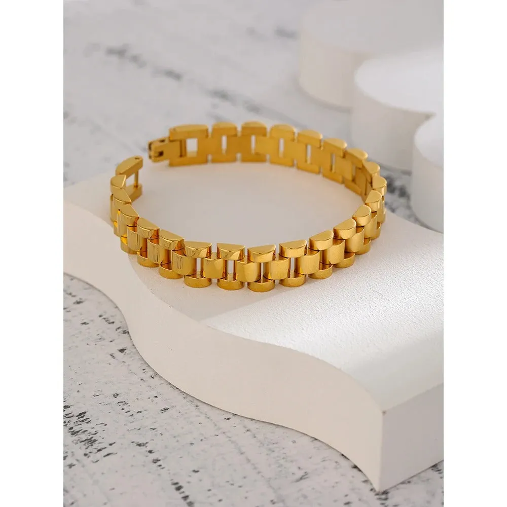 Minimalist Stainless Steel Chain Bracelet with 18K Gold Plating
