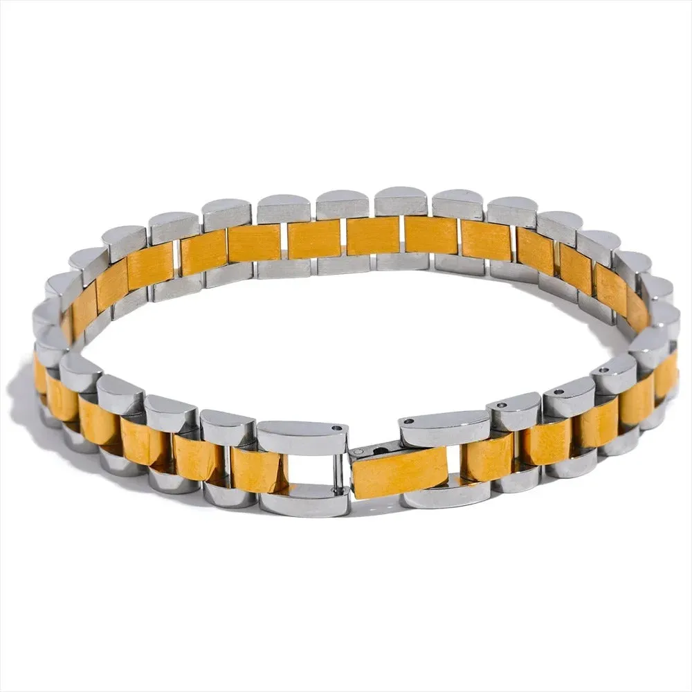 Minimalist Stainless Steel Chain Bracelet with 18K Gold Plating