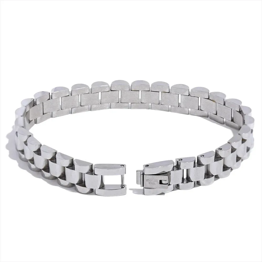 Minimalist Stainless Steel Chain Bracelet with 18K Gold Plating