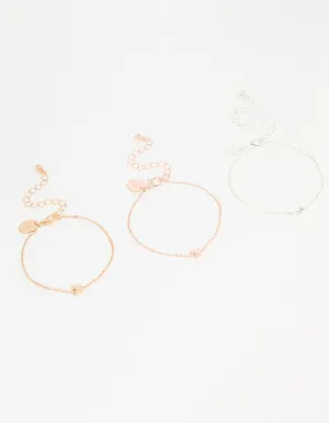 Mixed Metal Butterfly Bracelets 3-Pack