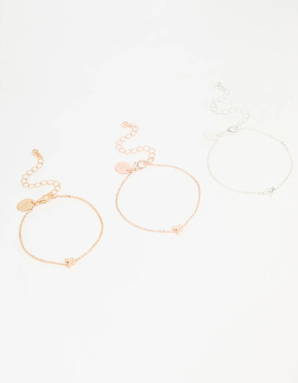 Mixed Metal Butterfly Bracelets 3-Pack