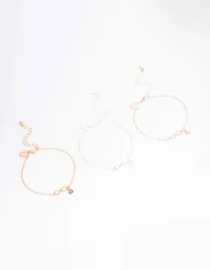 Mixed Metal Infinity Bracelet 3-Pack