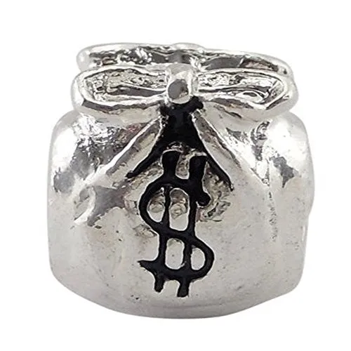 Money Bag European Bead Compatible for Most European Snake Chain Charm Bracelet