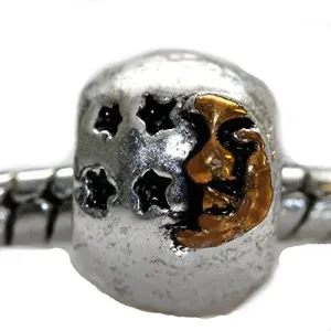Moon and Star Charm European Bead Compatible for Most European Snake Chain Bracelet