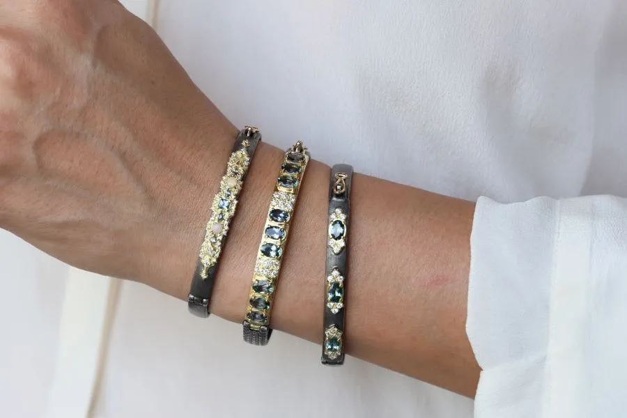 MORGANITE AND OPAL HUGGIE BRACELET WITH DIAMONDS