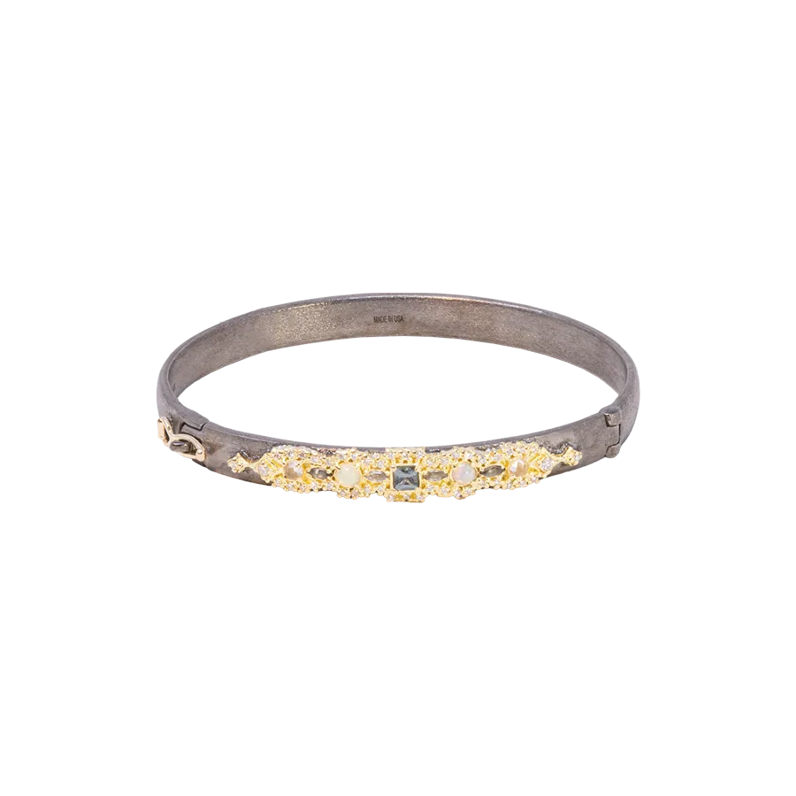 MORGANITE AND OPAL HUGGIE BRACELET WITH DIAMONDS