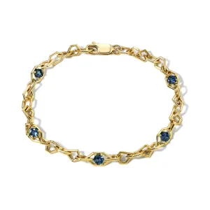 Mosaic Chain Link Bracelet Montana Blue Sapphire Hexagon