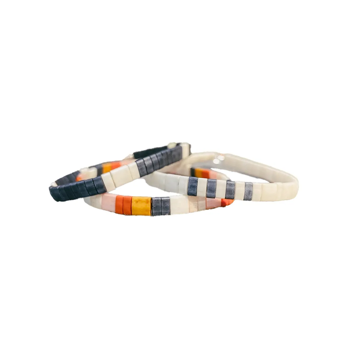 Mosaic Tile Bracelet Stack - Multi Denim