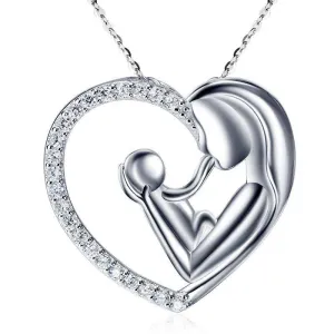 Mother Child Necklace with Cubic Zirconia