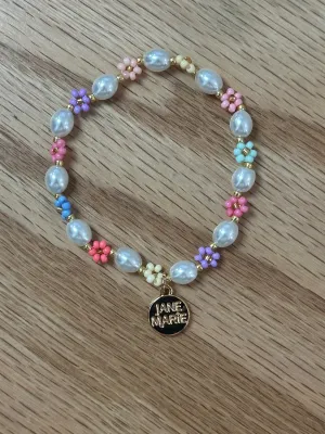 Multi Flower & Pearl Beaded Bracelet