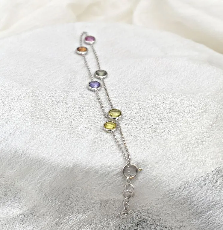 MULTI SAPPHIRE WHITE GOLD BRACELET