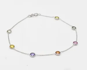 MULTI SAPPHIRE WHITE GOLD BRACELET