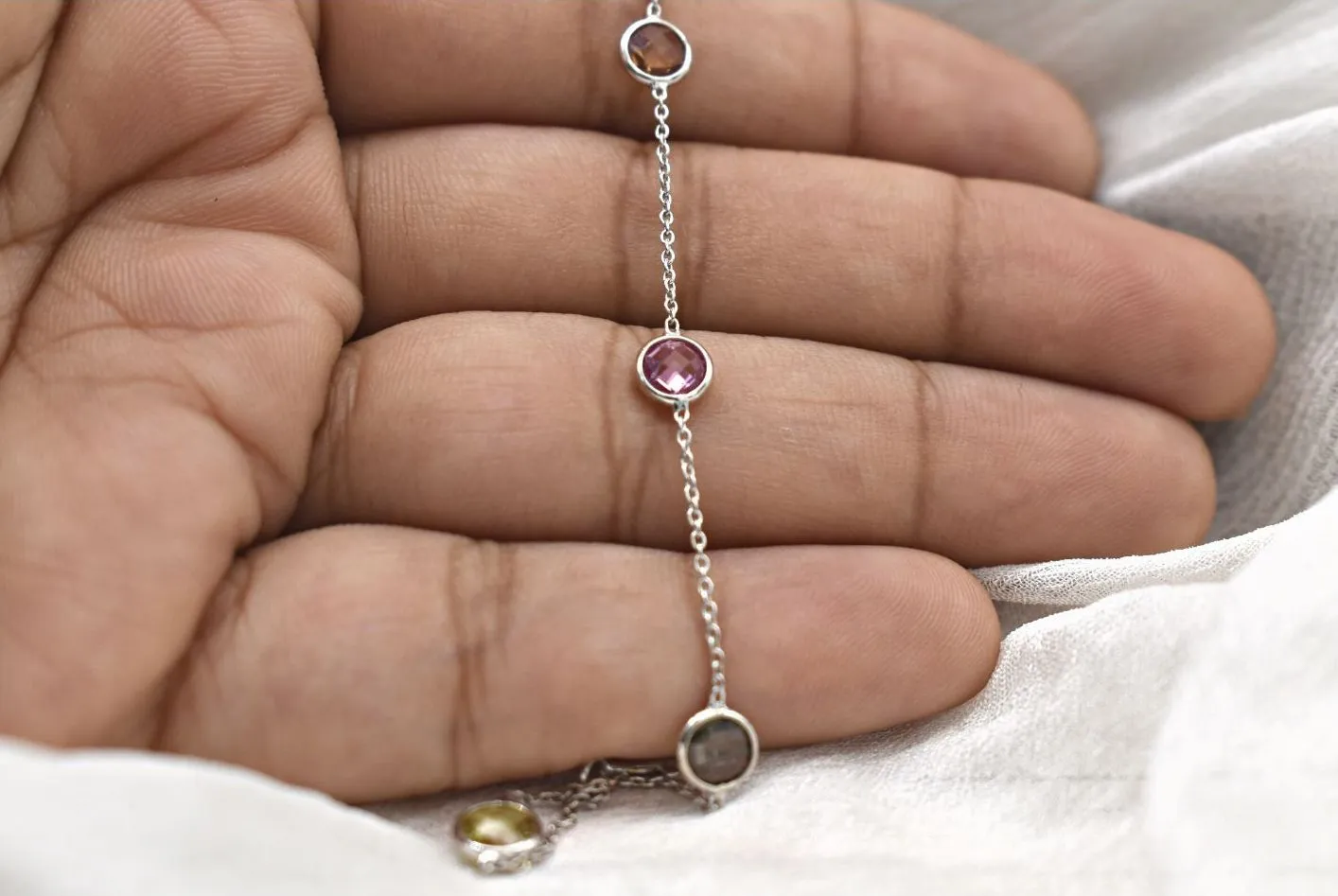 MULTI SAPPHIRE WHITE GOLD BRACELET