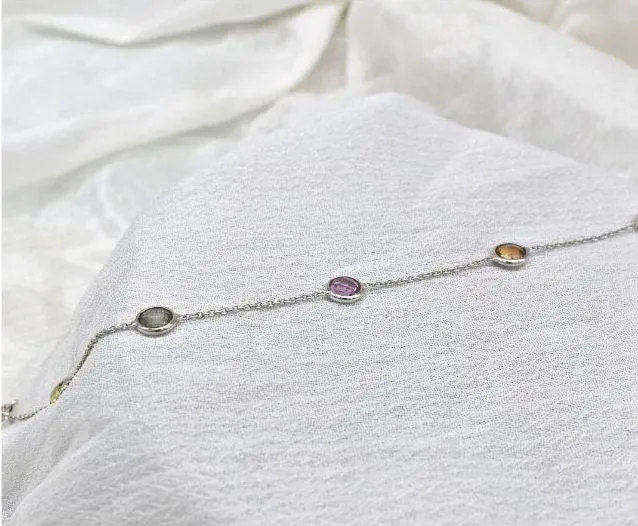 MULTI SAPPHIRE WHITE GOLD BRACELET