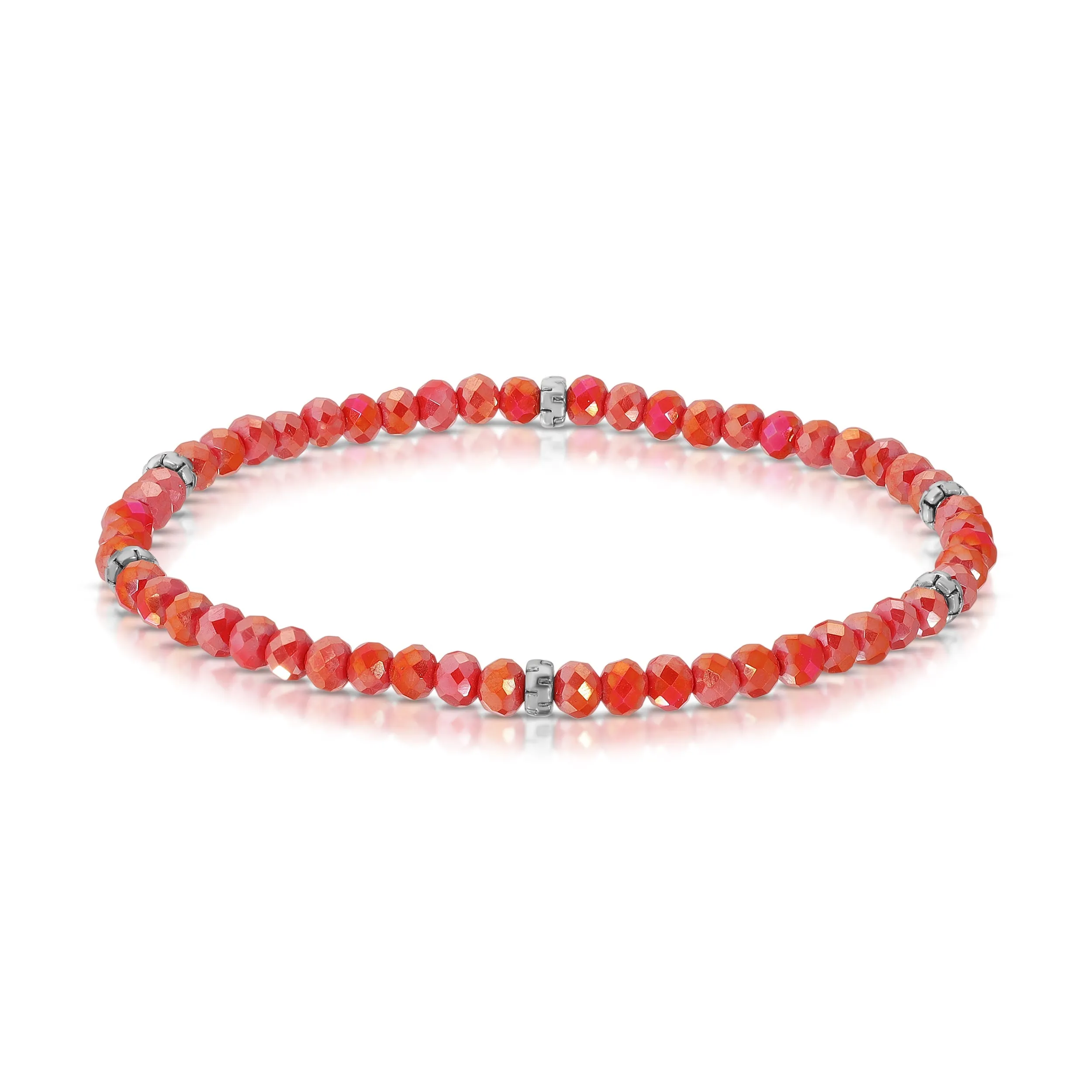 My FUN Colors Mini Crystal Bracelet Bright Coral / Silver Accent