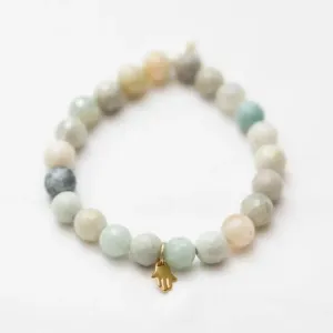 Mystic Amazonite   Hamsa Charm Bracelet